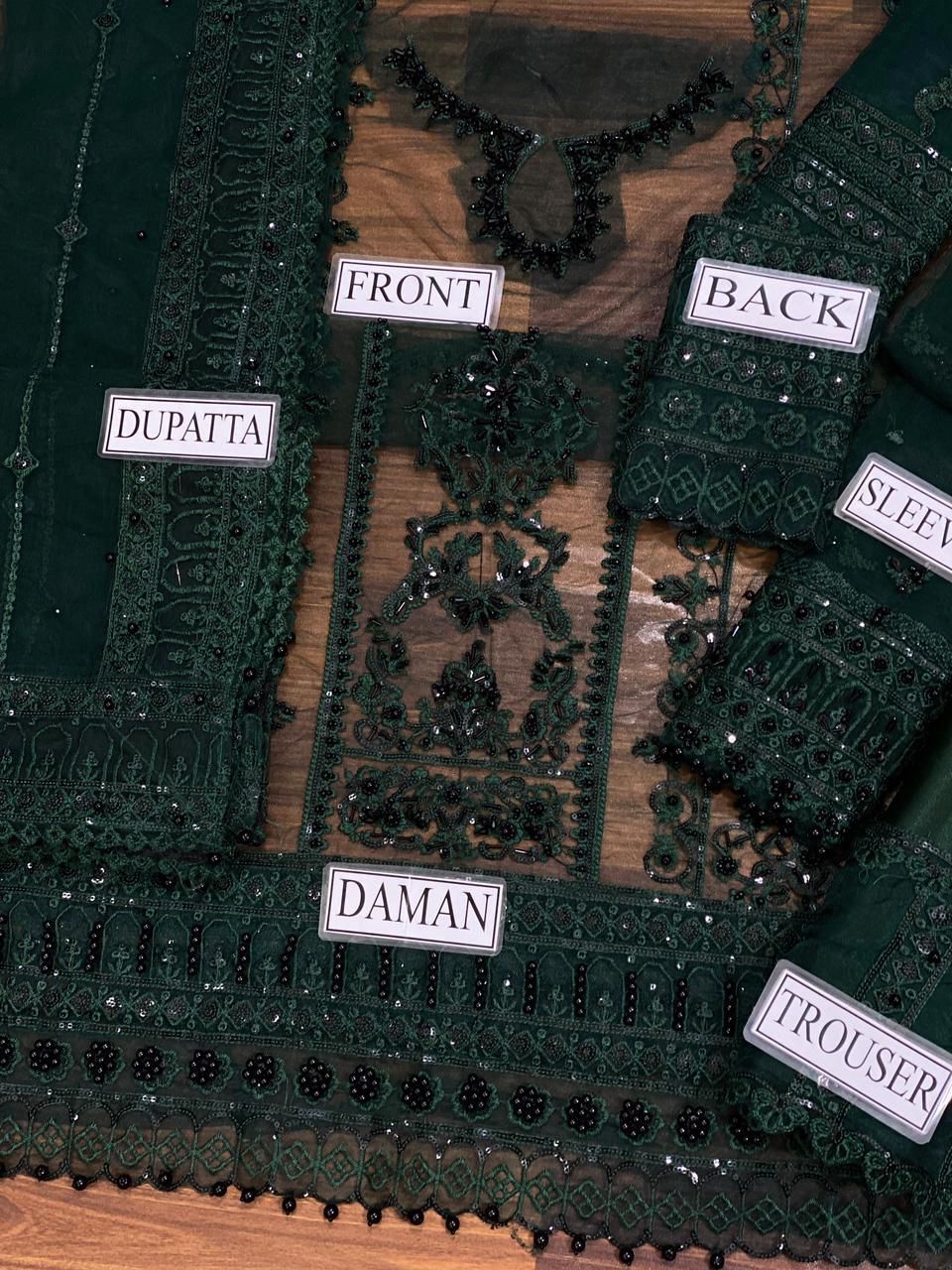 MUSHQ Wedding Edition – Hand Embroidered Net Suit with Organza Daman & Silk Trouser