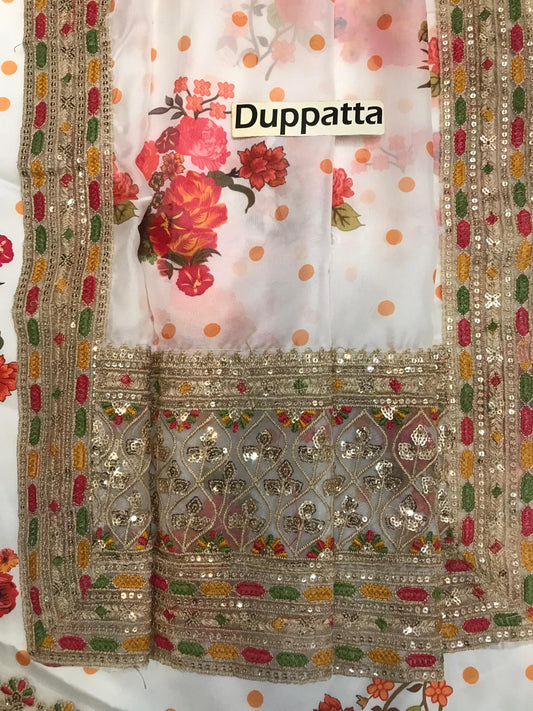 Charizma Unstitched Silk Suit – Heavy Embroidered Digital Printed Shirt & Dupatta