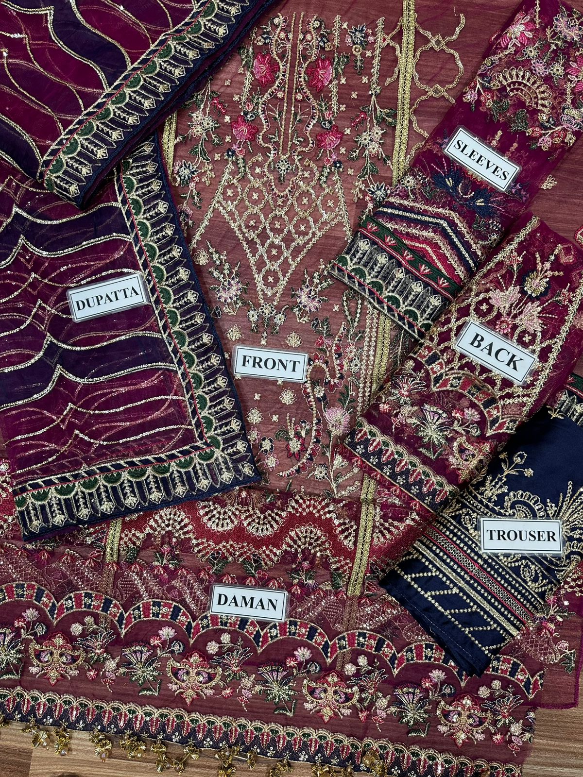 Baroque Festive Collection – Ready to Wear Net Embroidered Sequence Dress with Heavy Dupatta & Shamoz Gharara Trouser