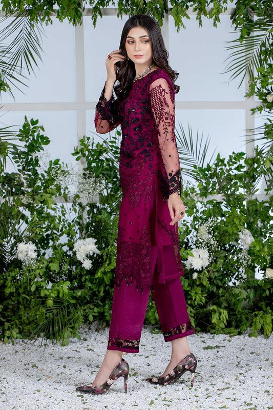 Azure Embroidery 2-Piece Collection MD-1069 – Net Embroidered Shirt with Malai Trouser | New Collection