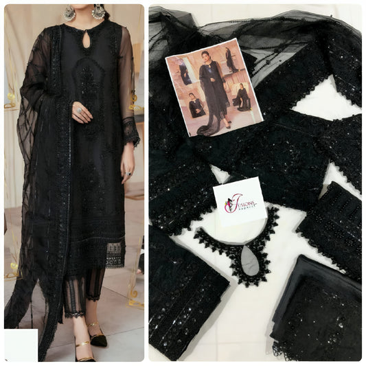 MUSHQ Wedding Edition – Hand Embroidered Net Suit with Organza Daman & Silk Trouser