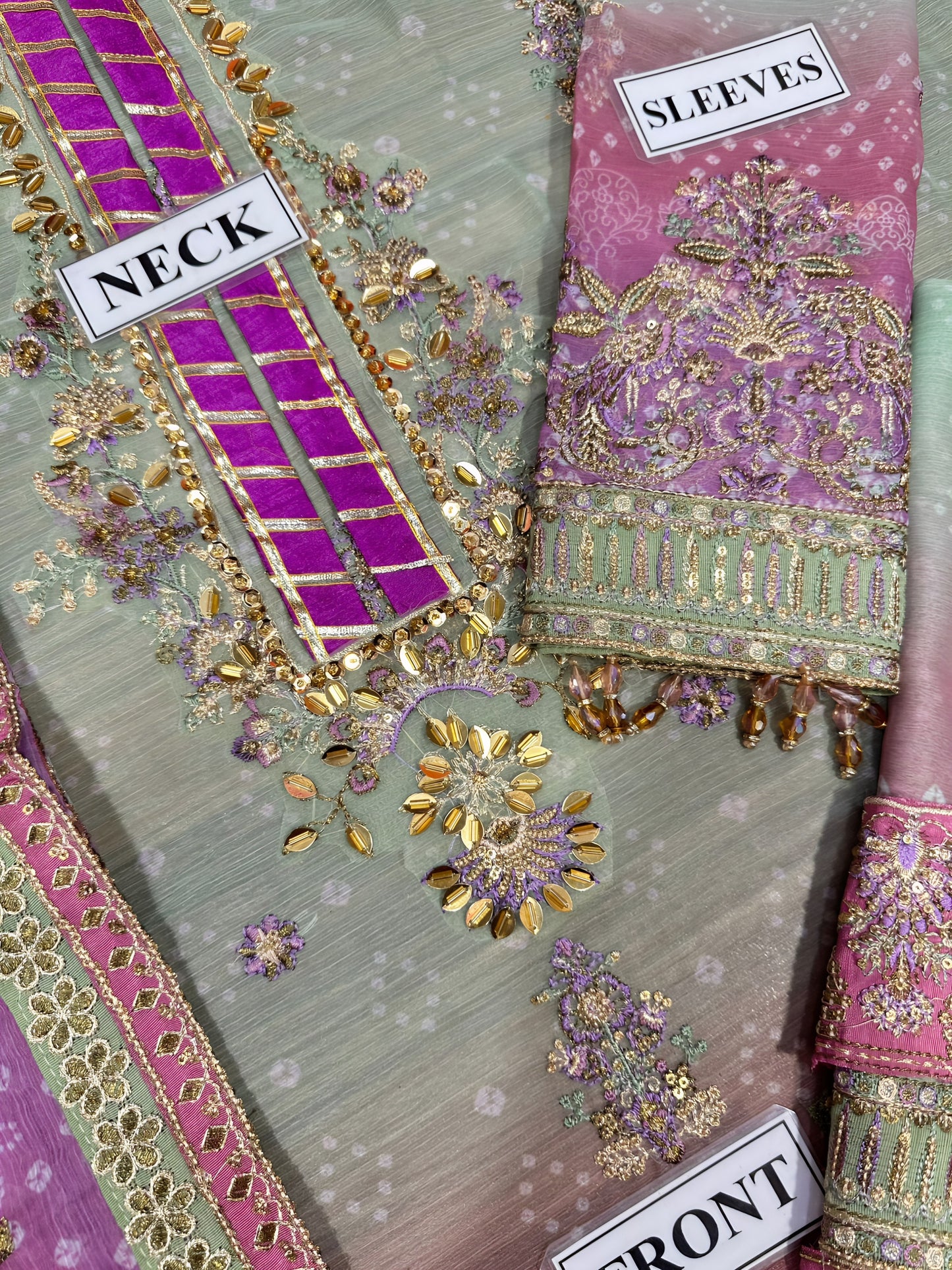 Baroque Chiffon Embroidered Sequence & Adda Work Suit – Silk Trouser | Luxury Formal Wear