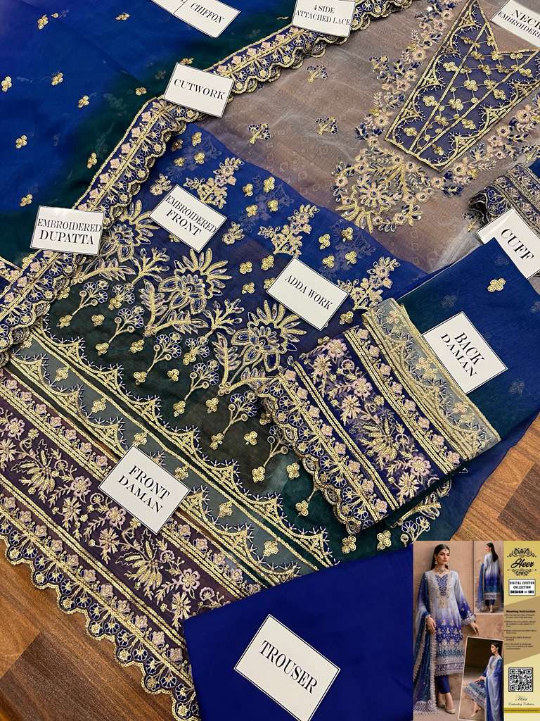 Heer Collection Bridal Chiffon Dress – Design 181 | Digital Chunri Chiffon & Malai with Heavy Sequence Embroidery