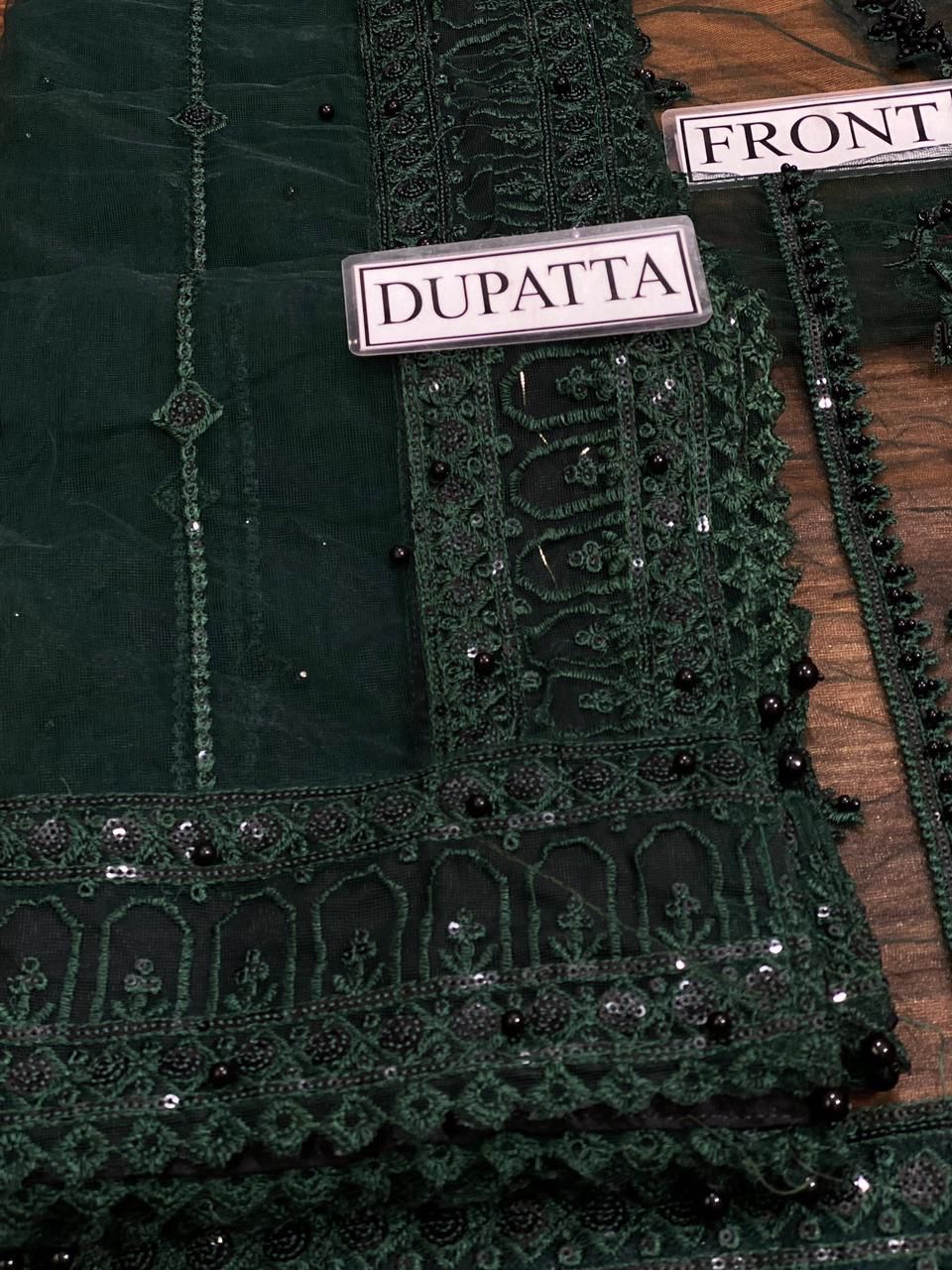 MUSHQ Wedding Edition – Hand Embroidered Net Suit with Organza Daman & Silk Trouser