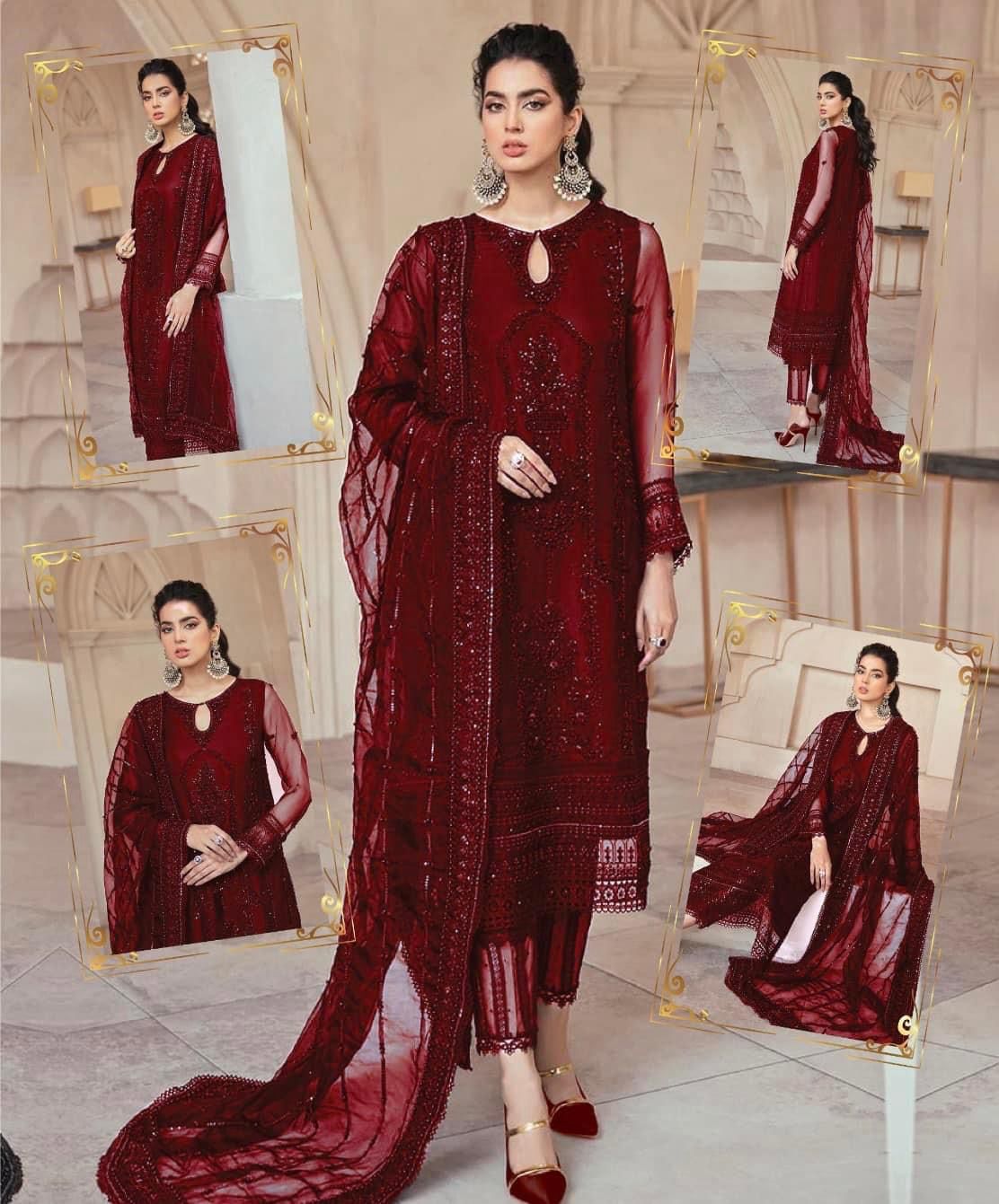 MUSHQ Wedding Edition – Hand Embroidered Net Suit with Organza Daman & Silk Trouser