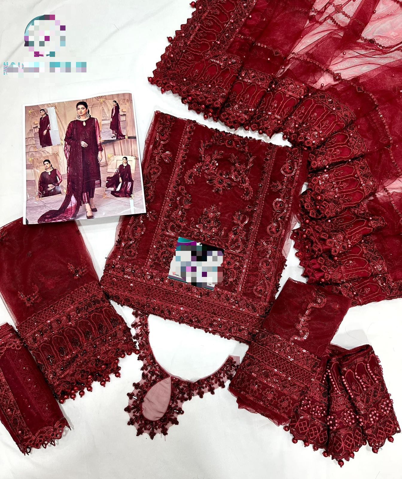 MUSHQ Wedding Edition – Hand Embroidered Net Suit with Organza Daman & Silk Trouser