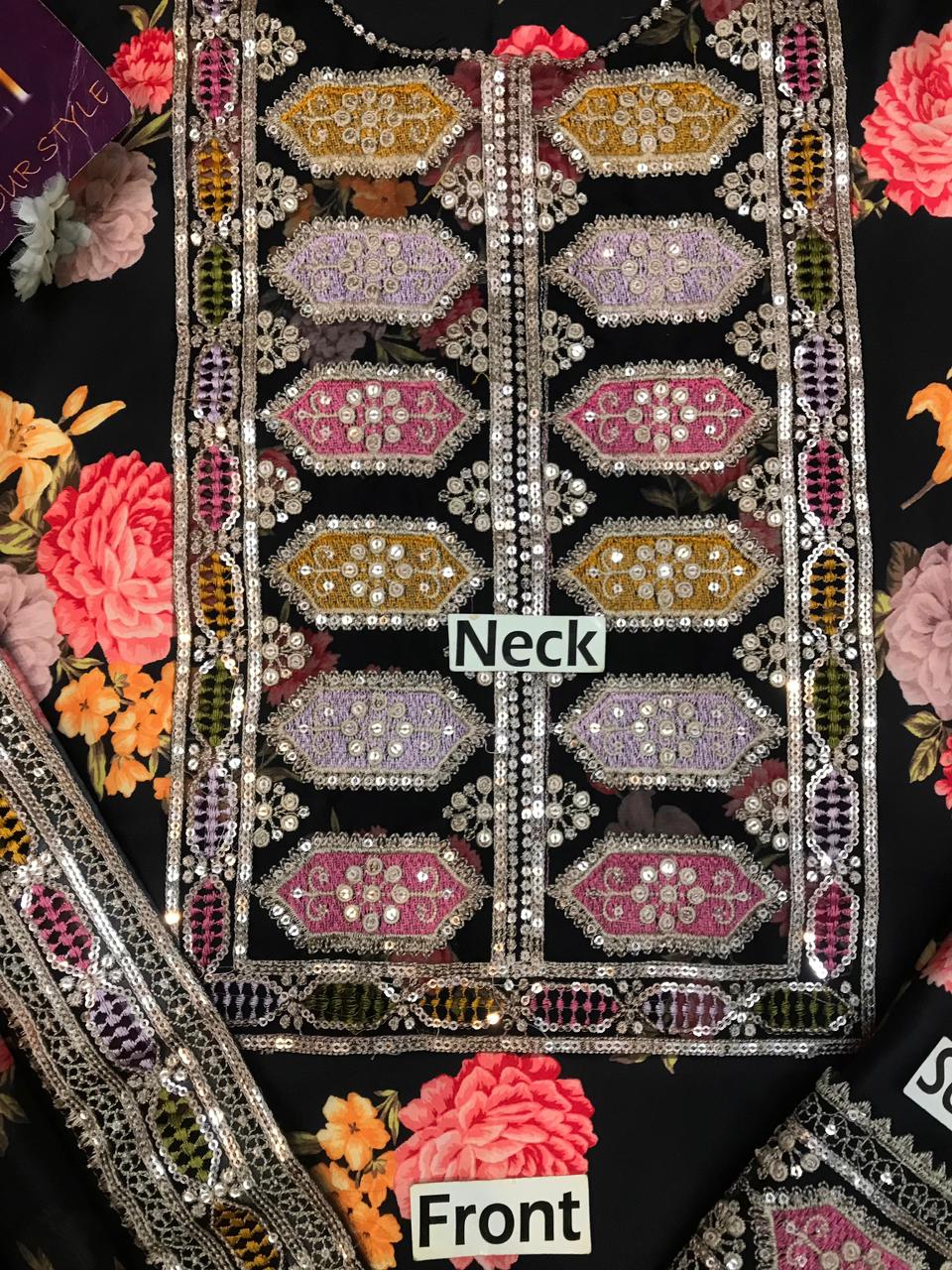 Ahmozi Aneelas Collection Unstitched 3-Piece Suit – Heavy Embroidered Shmoz Silk Shirt & Dupatta