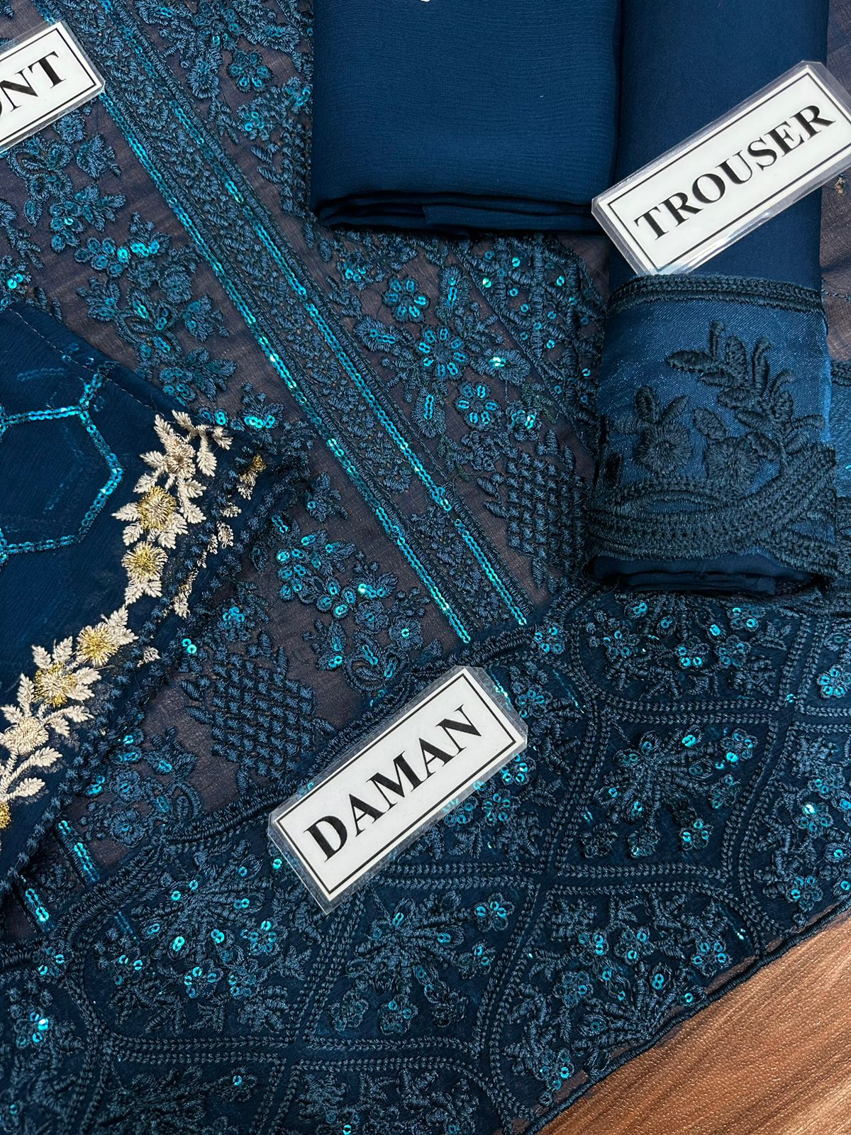 Azure Embroidery Chiffon Collection – Elegant Full Embroidered Chiffon Dress with Dupatta & Malai Trouser