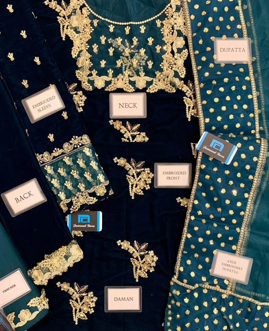 AFROZEH Velvet Embroidered Dress – Winter & Wedding Wear