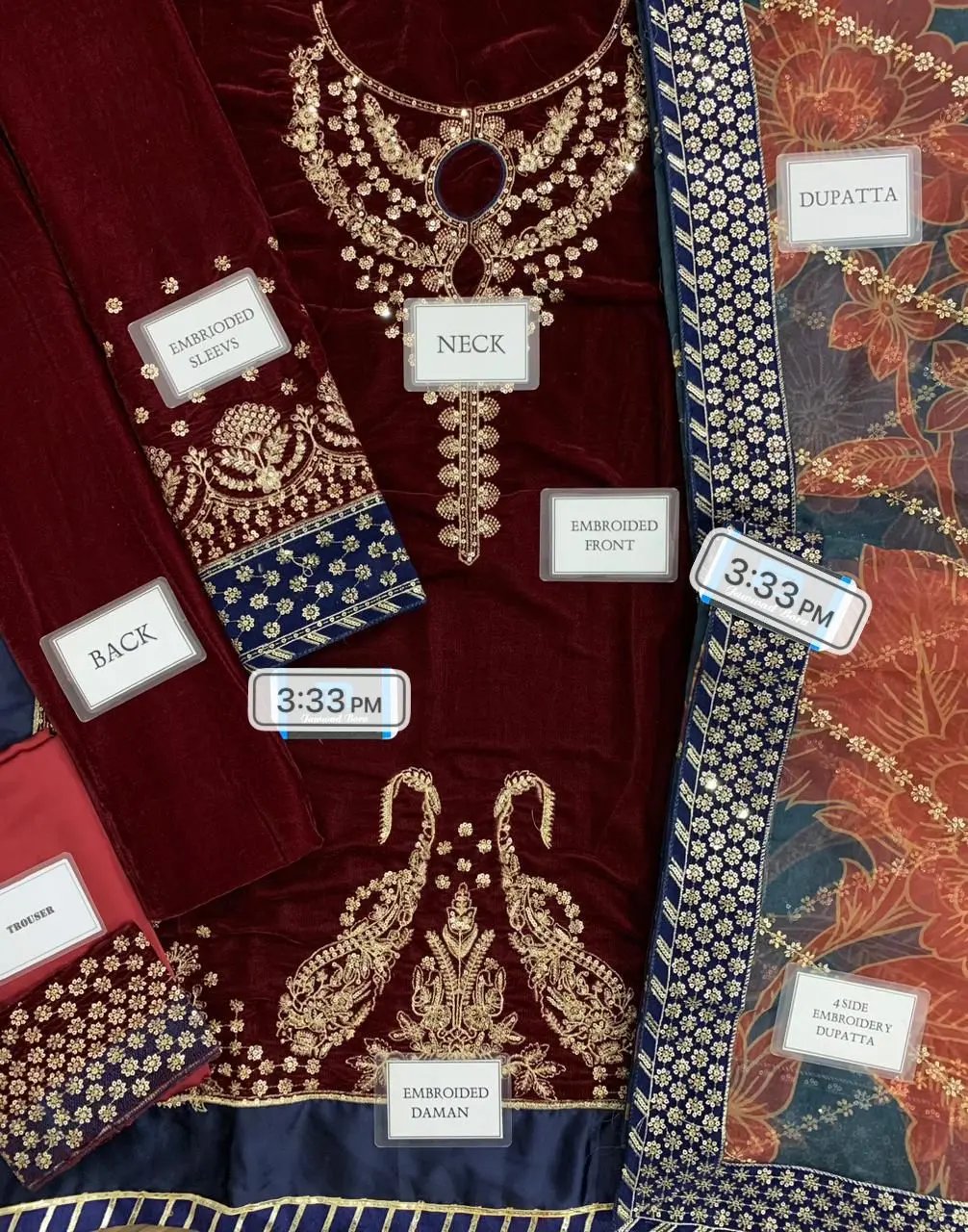 Jasmine Velvet Collection – Micron Velvet 9000 Embroidered Spengle Work Unstitched 3-Piece Suit