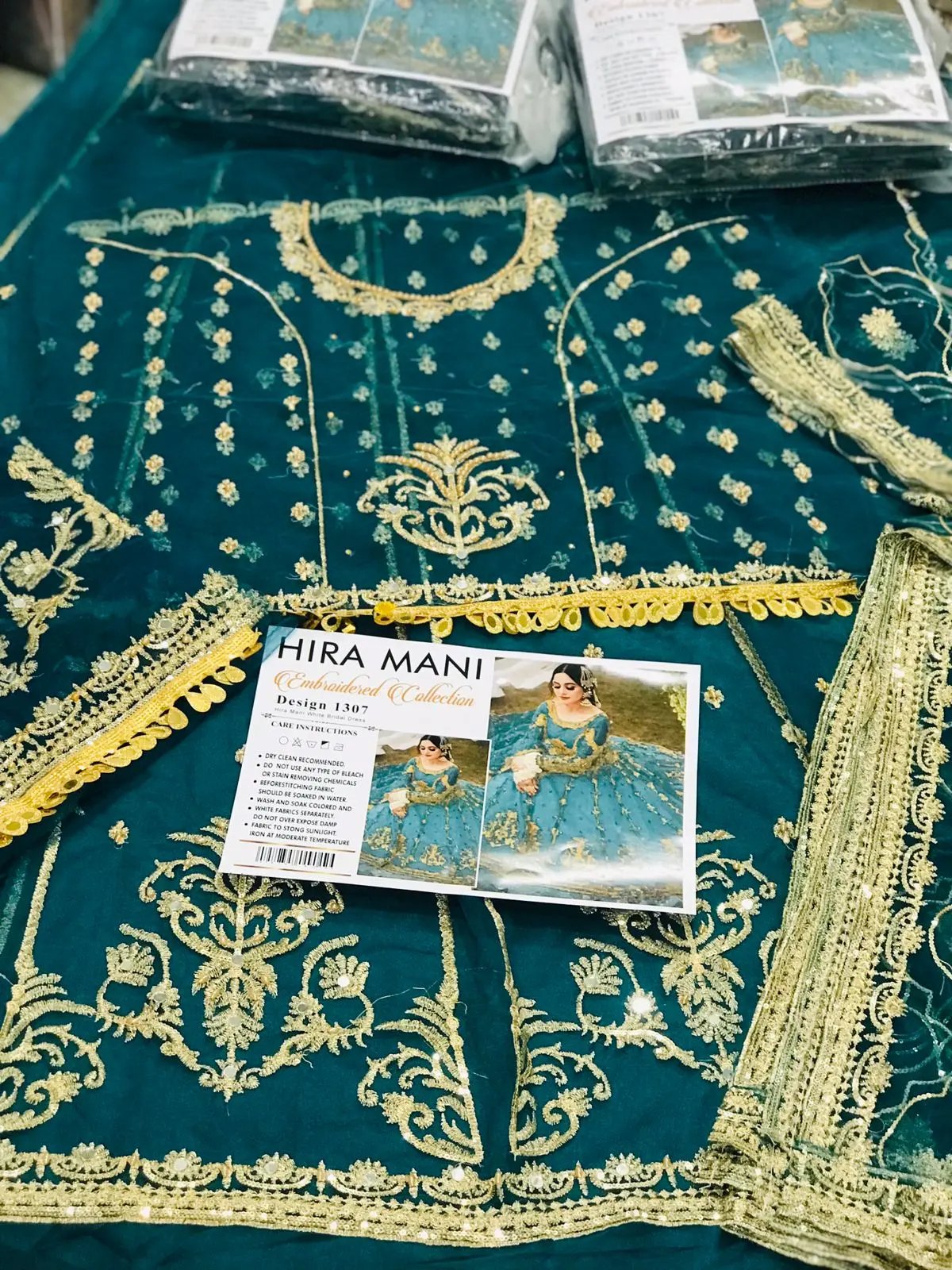 Hira Mani Ruedad e Sahr-A Blush Net Embroidered Long Frock – Mirror Work with Silk Trouser & Sequence Dupatta