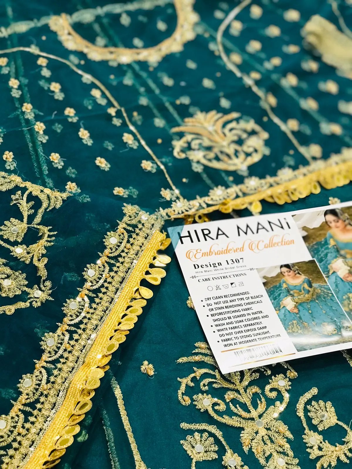 Hira Mani Ruedad e Sahr-A Blush Net Embroidered Long Frock – Mirror Work with Silk Trouser & Sequence Dupatta