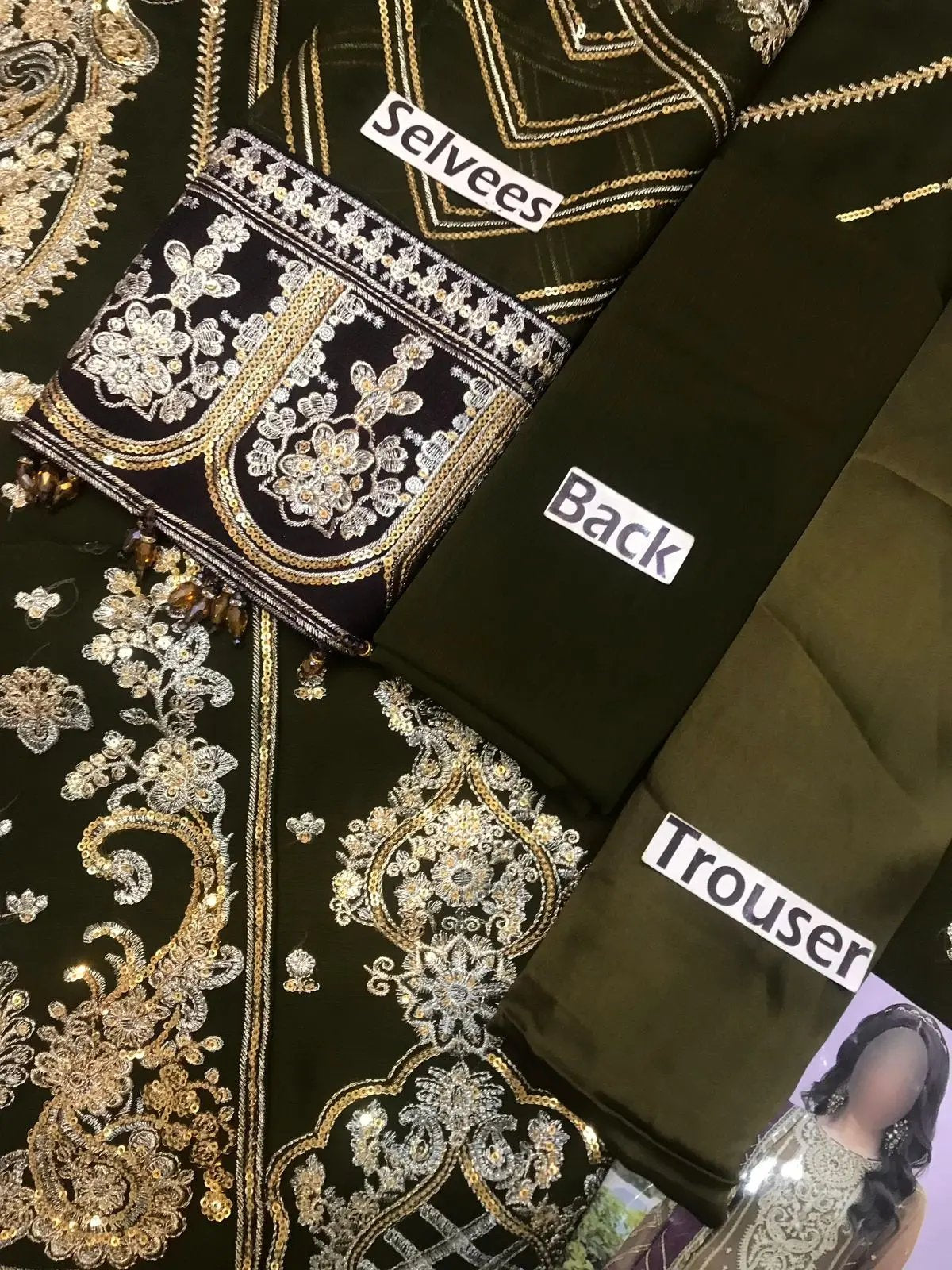 Ahmozi Adan Libas RANG-E-MEHFIL 012 – Heavy Embroidered Chiffon Unstitched 3-Piece Suit with Shamoz Silk Trouser