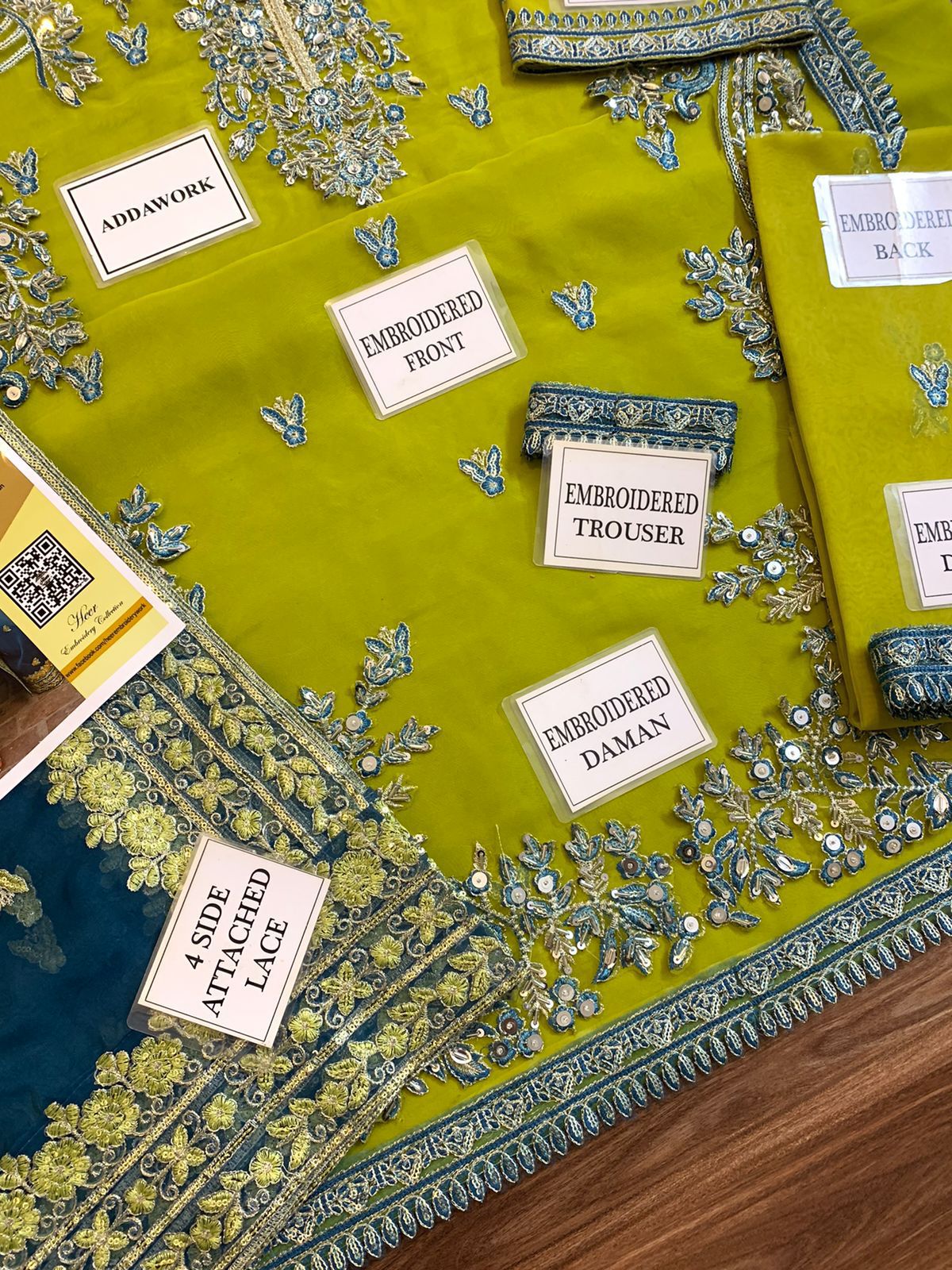 Heer Collection Wedding Design #121 – Heavy Embroidered Organza Dress with Adda Work & Malai Trouser