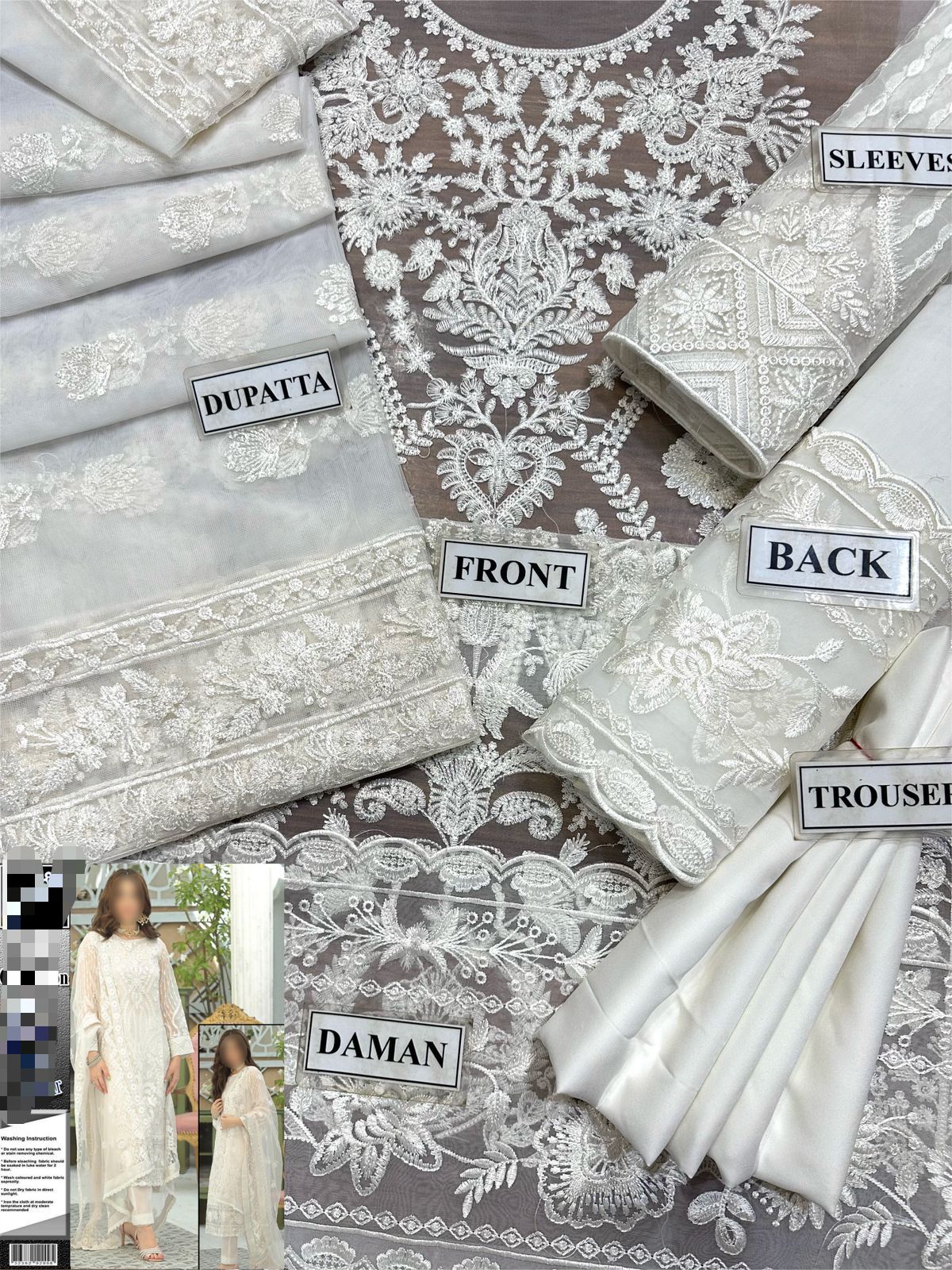 Party Suit Worn by Neelum Munir – Heavy Embroidered Organza Shirt with Net Dupatta & Malai Trouser | Festive Collection 2025