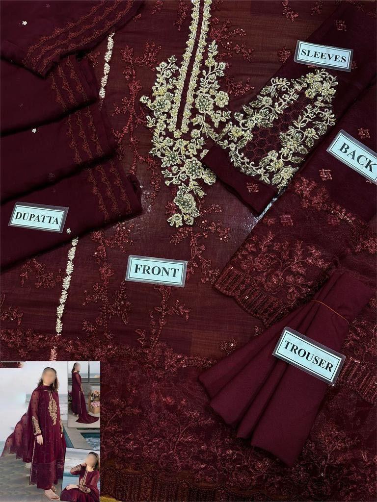 Azure Chiffon Embroidered Master Copy – Luxury Unstitched Suit with Malai Trouser & Adda Work