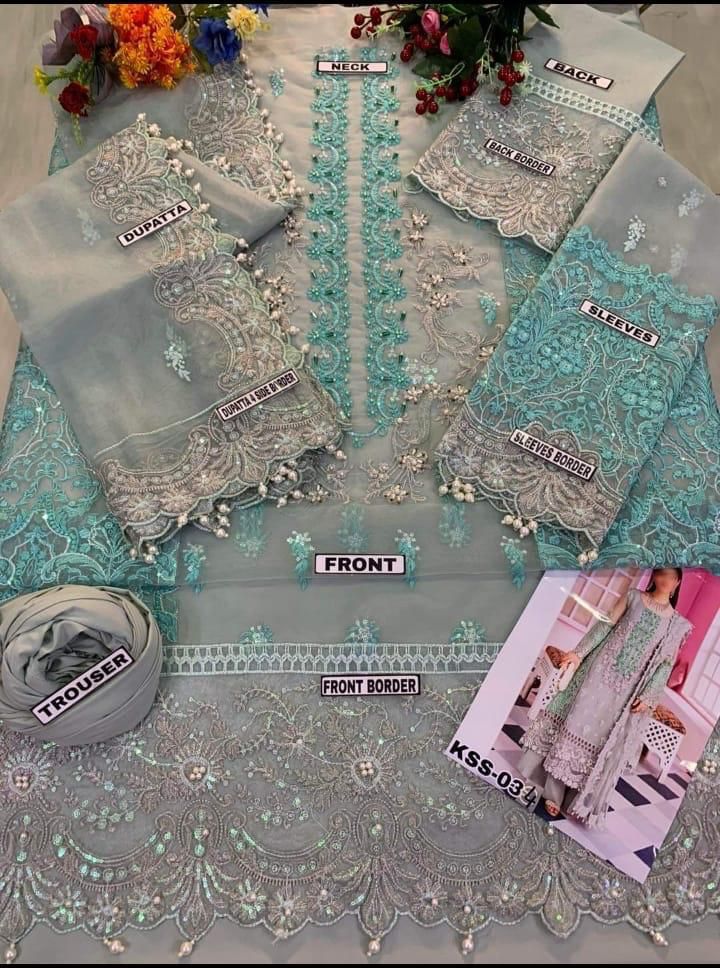 Elaaf Bridal Organza Suit – Stone & Adda Embroidery