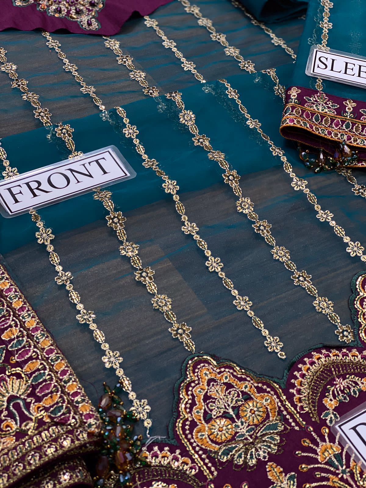 Baroque Organza Embroidered Suit – Full Sequence & Adda Work Dress with Double Shaded Dupatta & Shamooz Silk Trouser