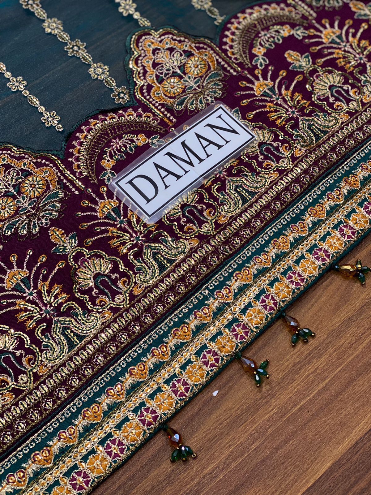 Baroque Organza Embroidered Suit – Full Sequence & Adda Work Dress with Double Shaded Dupatta & Shamooz Silk Trouser