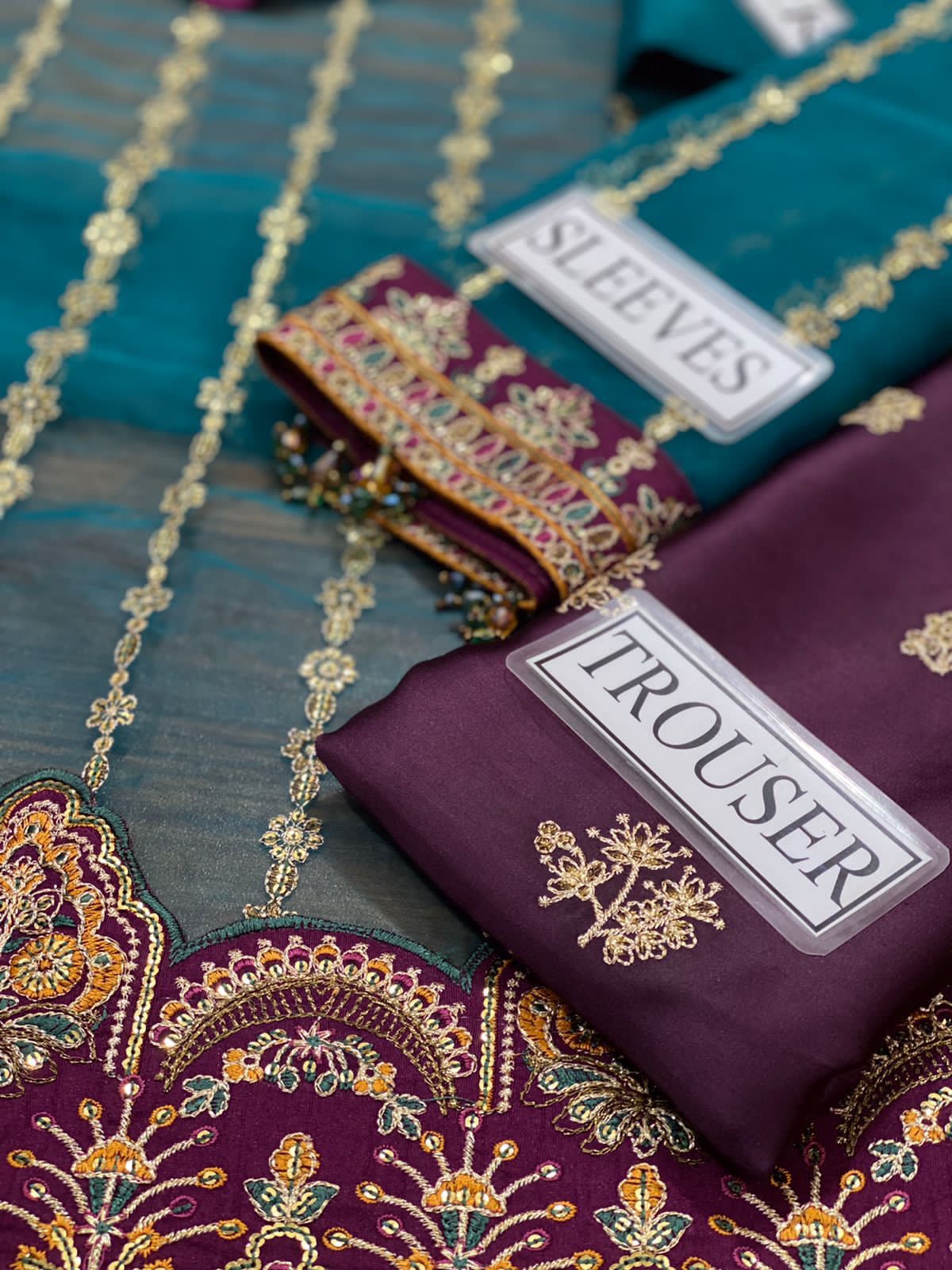 Baroque Organza Embroidered Suit – Full Sequence & Adda Work Dress with Double Shaded Dupatta & Shamooz Silk Trouser