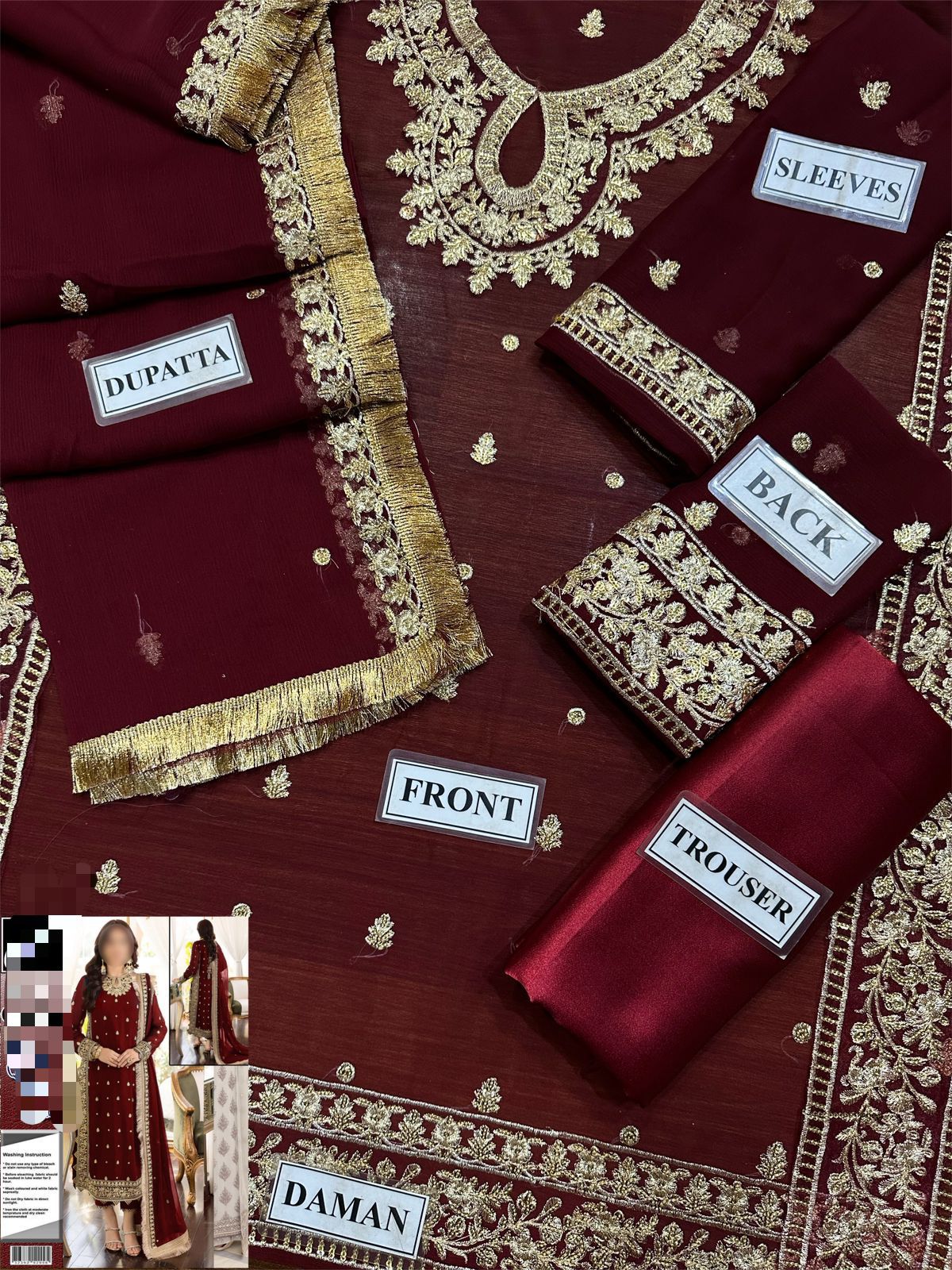 Asim Jofa Chiffon Embroidered Suit – Elegant Sequence Work Dress with 4-Sided Dupatta & Malai Trouser