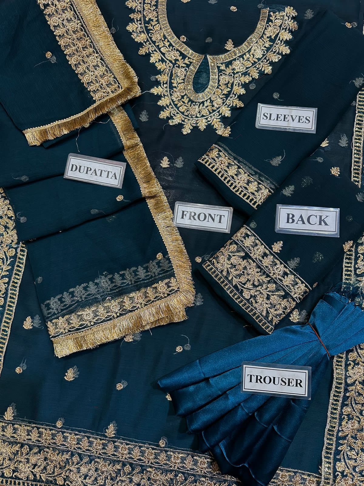 Asim Jofa Chiffon Embroidered Suit – Elegant Sequence Work Dress with 4-Sided Dupatta & Malai Trouser