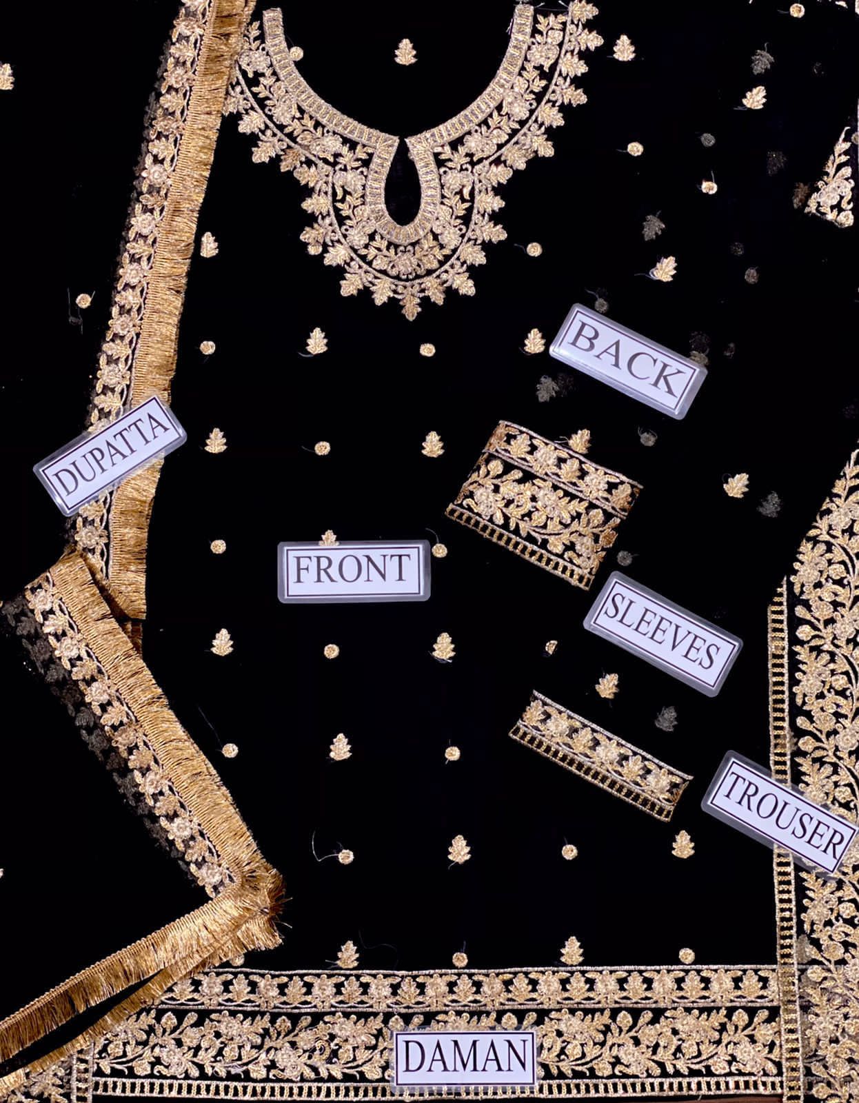 Asim Jofa Chiffon Embroidered Suit – Elegant Sequence Work Dress with 4-Sided Dupatta & Malai Trouser