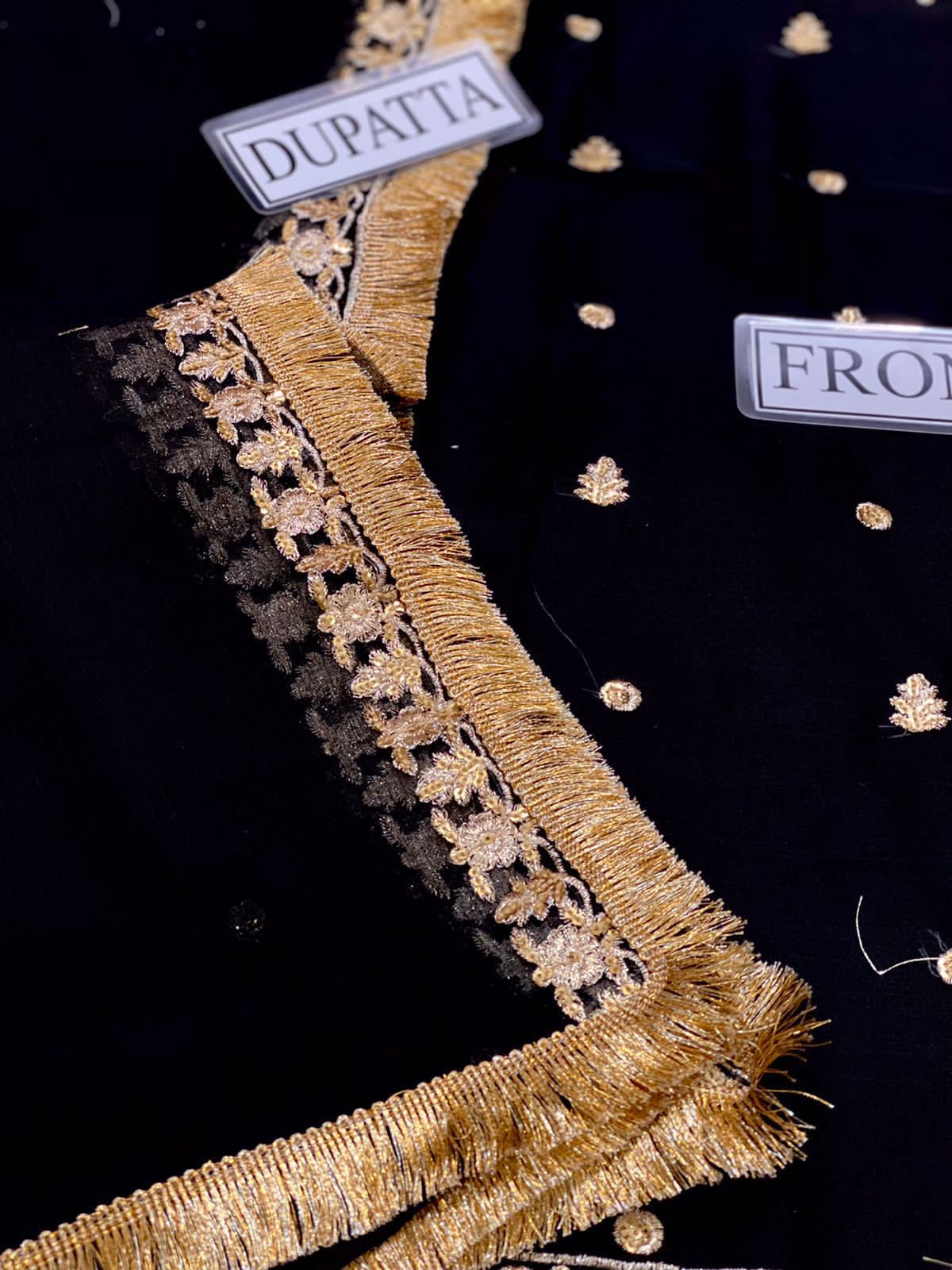 Asim Jofa Chiffon Embroidered Suit – Elegant Sequence Work Dress with 4-Sided Dupatta & Malai Trouser