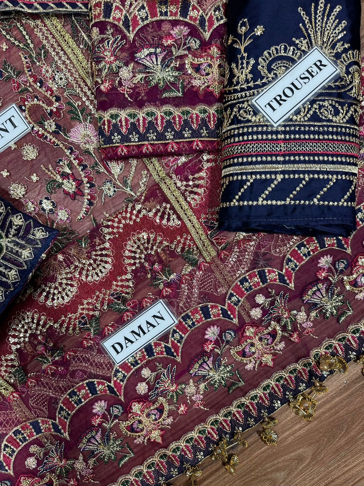 Baroque Festive Collection – Ready to Wear Net Embroidered Sequence Dress with Heavy Dupatta & Shamoz Gharara Trouser