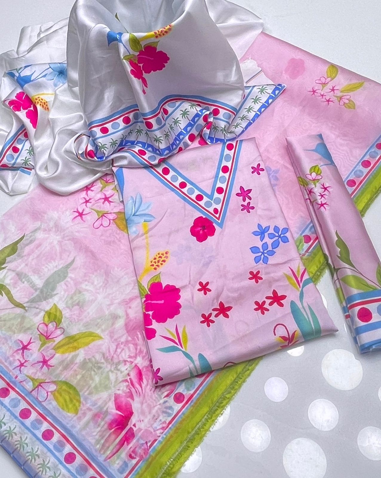 3PC Shamooz Silk Digital Printed Suit – Elegant Silk Shirt, Trouser & Dupatta Set