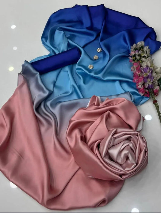 Digital Printed 3PC Shamooz Silk Suit – Luxury Silk Shirt, Trouser & Dupatta for Women