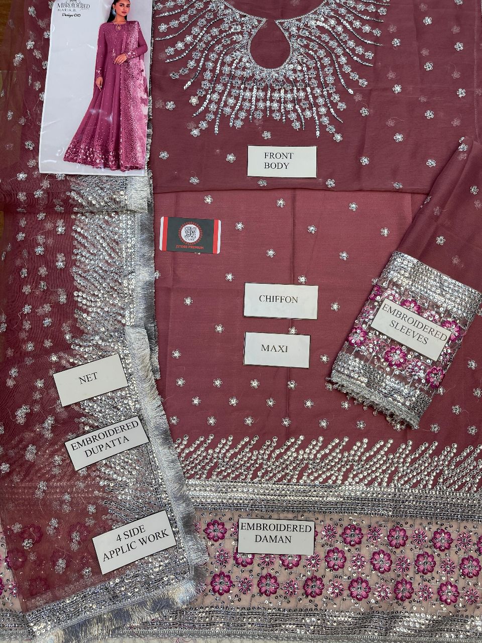 Jazmin Chiffon Embroidered Sequence Maxi – Net Dupatta & Silk Trouser | Luxury Formal Wear 2025