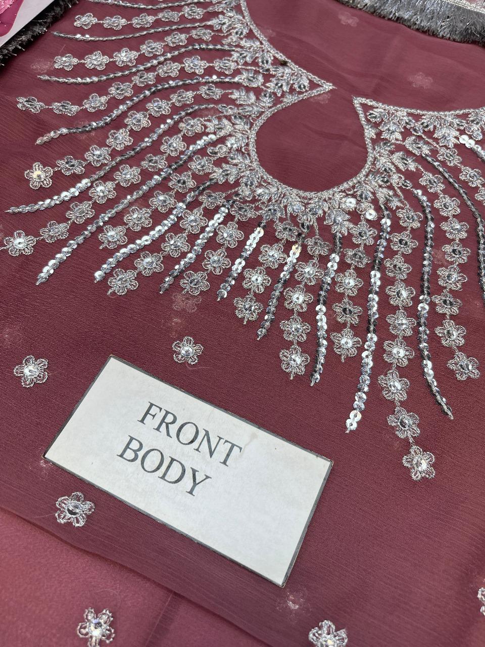 Jazmin Chiffon Embroidered Sequence Maxi – Net Dupatta & Silk Trouser | Luxury Formal Wear 2025