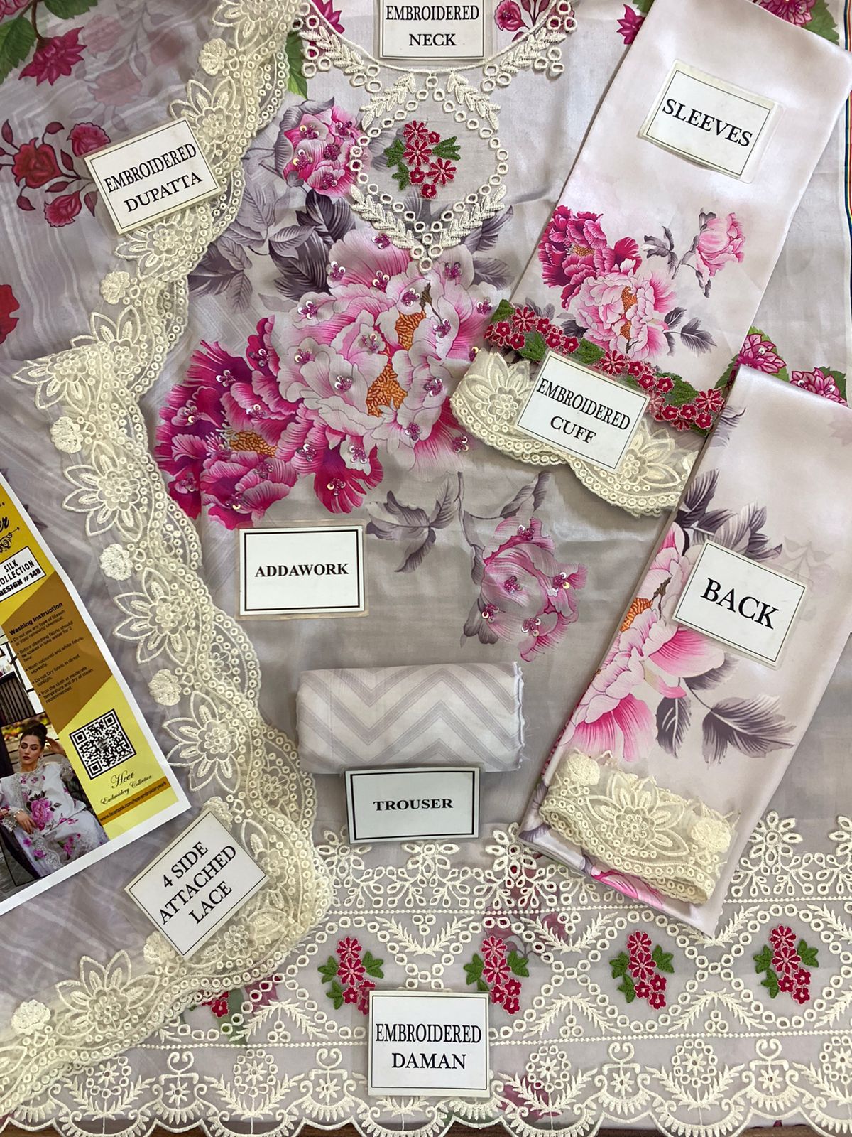 Heer Collection Silk Embroidered Ready-to-Wear Suit – Digital Printed Silk with Adda Work & Heavy Embroidered Dupatta