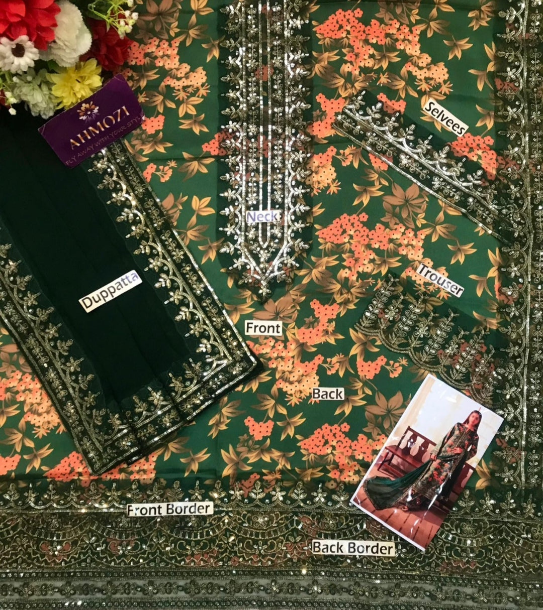 Shenora Shamoz Silk Embroidered Suit – Chiffon Dupatta