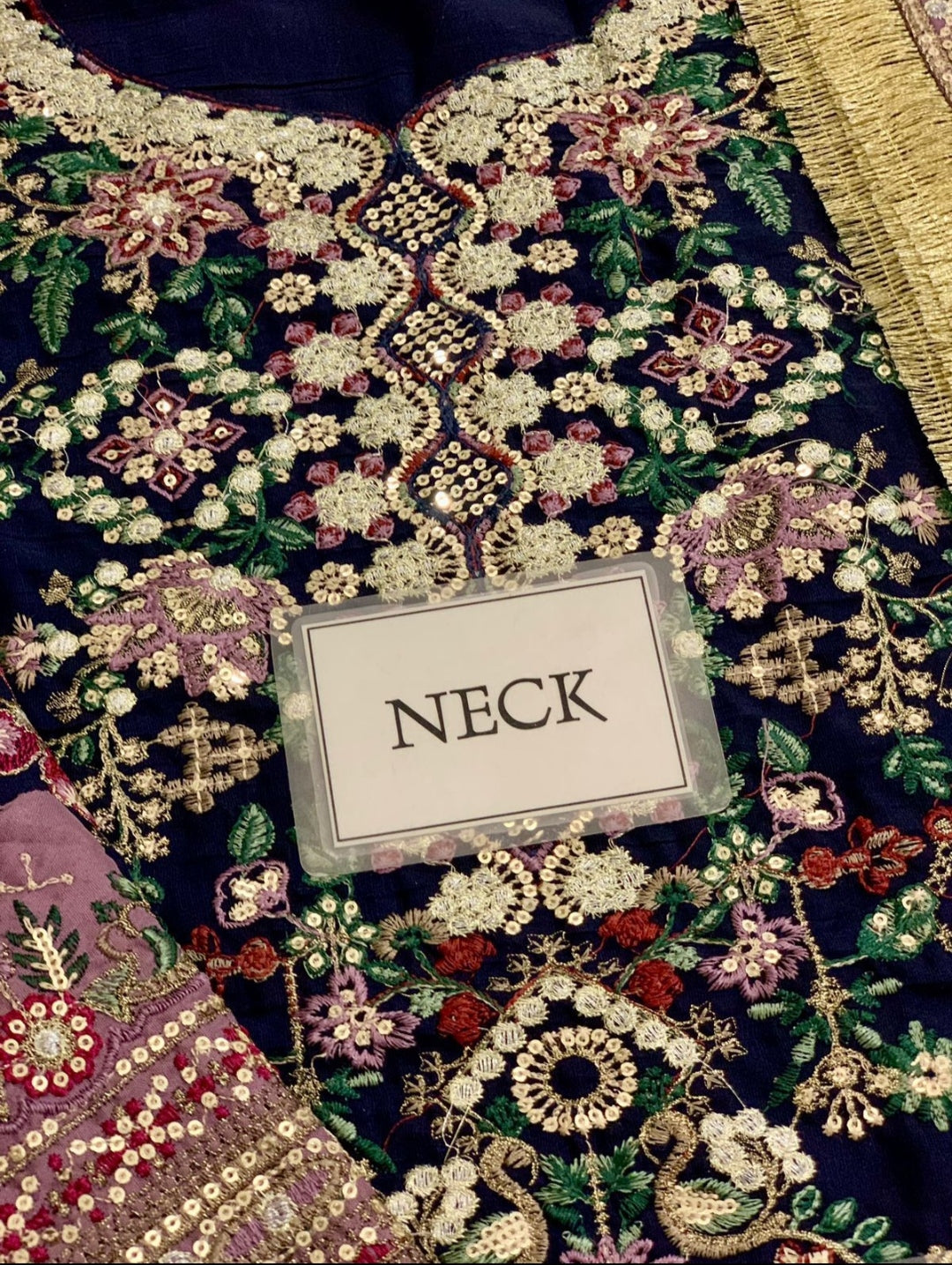 Barouq Chanttel Raw Silk Embroidered Spengle Work Suit – Heavy Embroidered Organza Dupatta & Raw Silk Trouser