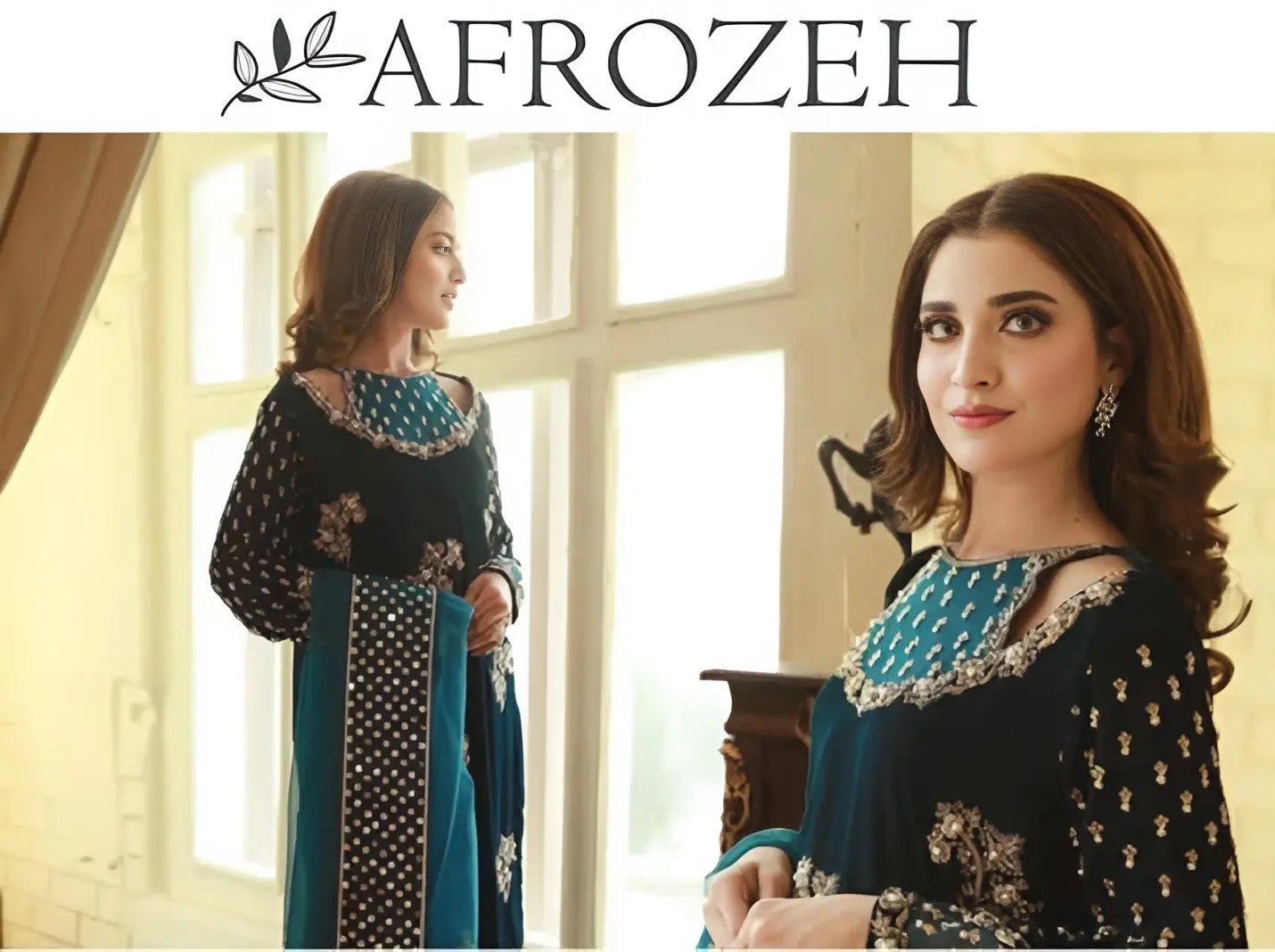 AFROZEH Velvet Embroidered Dress – Winter & Wedding Wear