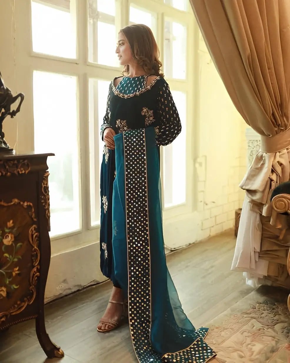 AFROZEH Velvet Embroidered Dress – Winter & Wedding Wear