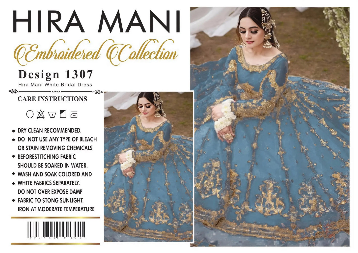 Hira Mani Ruedad e Sahr-A Blush Net Embroidered Long Frock – Mirror Work with Silk Trouser & Sequence Dupatta