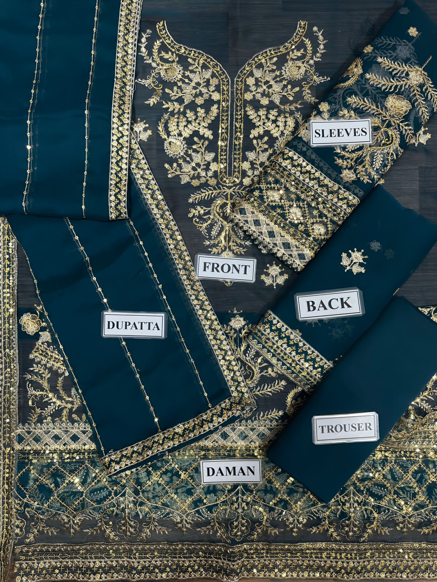 Asim Jofa Hania Amir Chiffon Embroidered Dress – Zari & Sequence Work with Malai Trouser