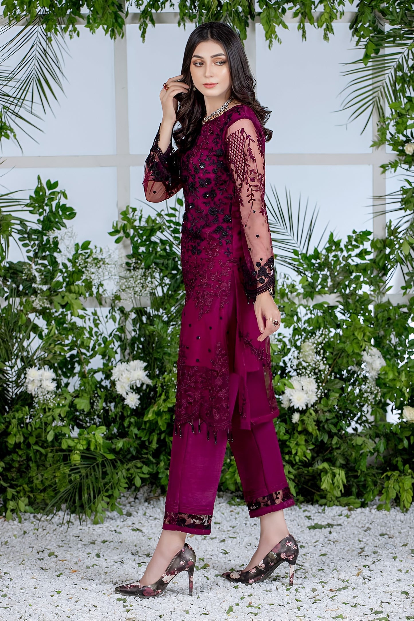 Azure Embroidery 2-Piece Collection MD-1069 – Net Embroidered Shirt with Malai Trouser | New Collection