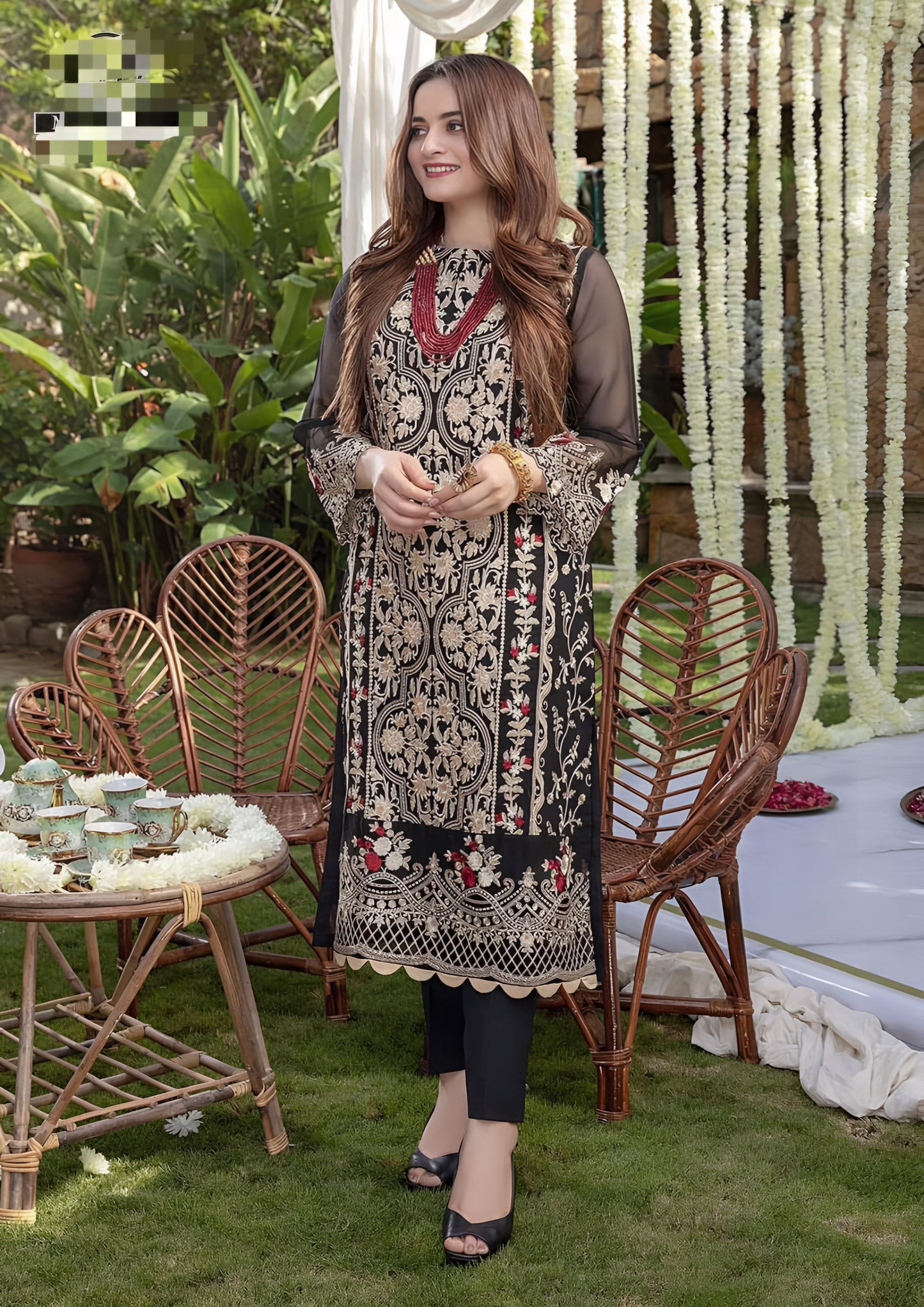 Azure Embroidery 2-Piece Collection MD-1111 – Chiffon Embroidered Shirt & Malai Trouser | New Collection 2025