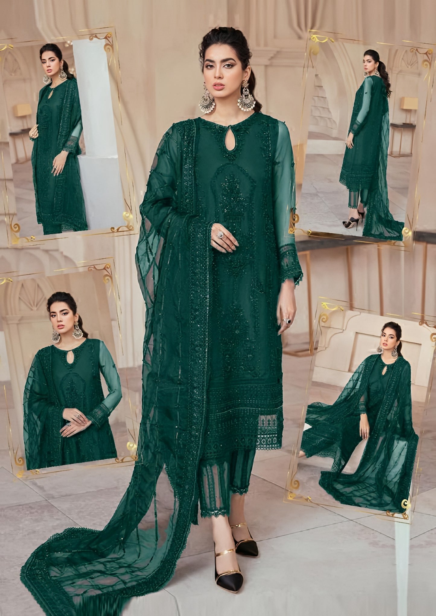 MUSHQ Wedding Edition – Hand Embroidered Net Suit with Organza Daman & Silk Trouser
