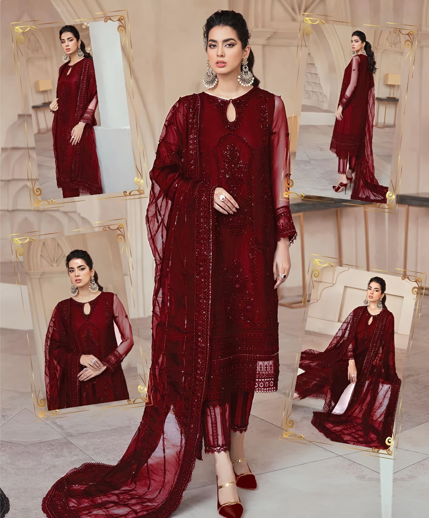 MUSHQ Wedding Edition – Hand Embroidered Net Suit with Organza Daman & Silk Trouser