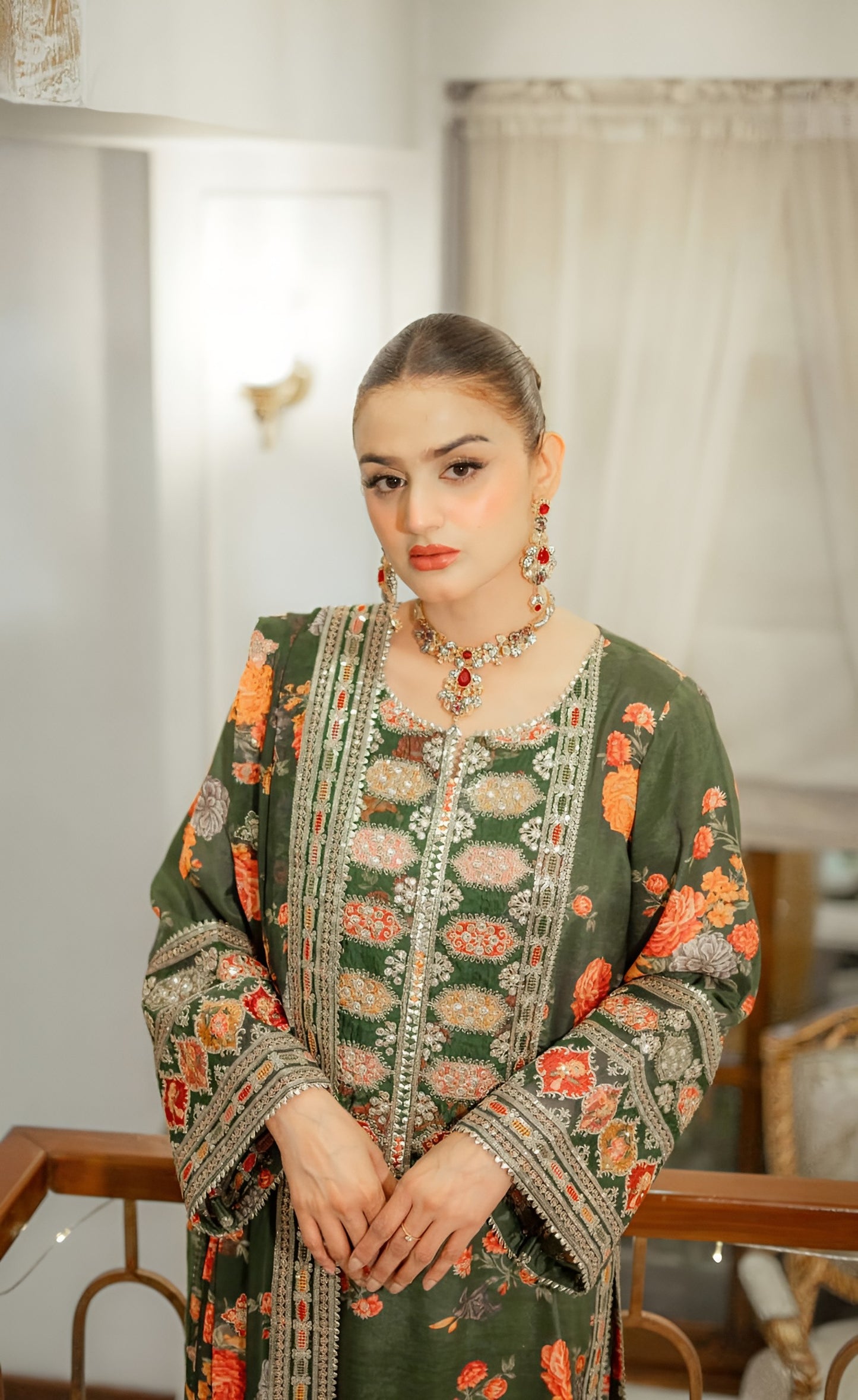 Ahmozi Aneelas Collection Unstitched 3-Piece Suit – Heavy Embroidered Shmoz Silk Shirt & Dupatta