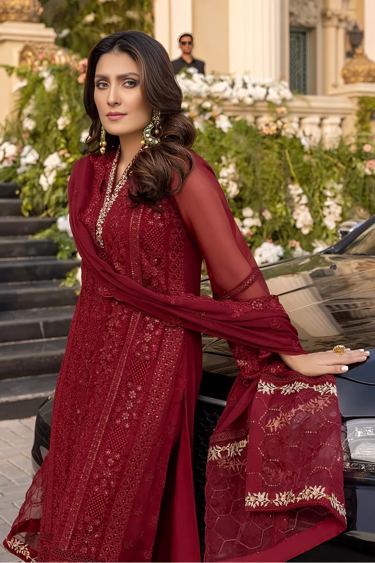 Azure Embroidery Chiffon Collection – Elegant Full Embroidered Chiffon Dress with Dupatta & Malai Trouser