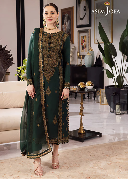 Asim Jofa Rang-e-Noor Collection AJRNC-D18 – Chiffon Fully Heavy Embroidered Spangle Work Dress with Dupatta & Satin Trouser