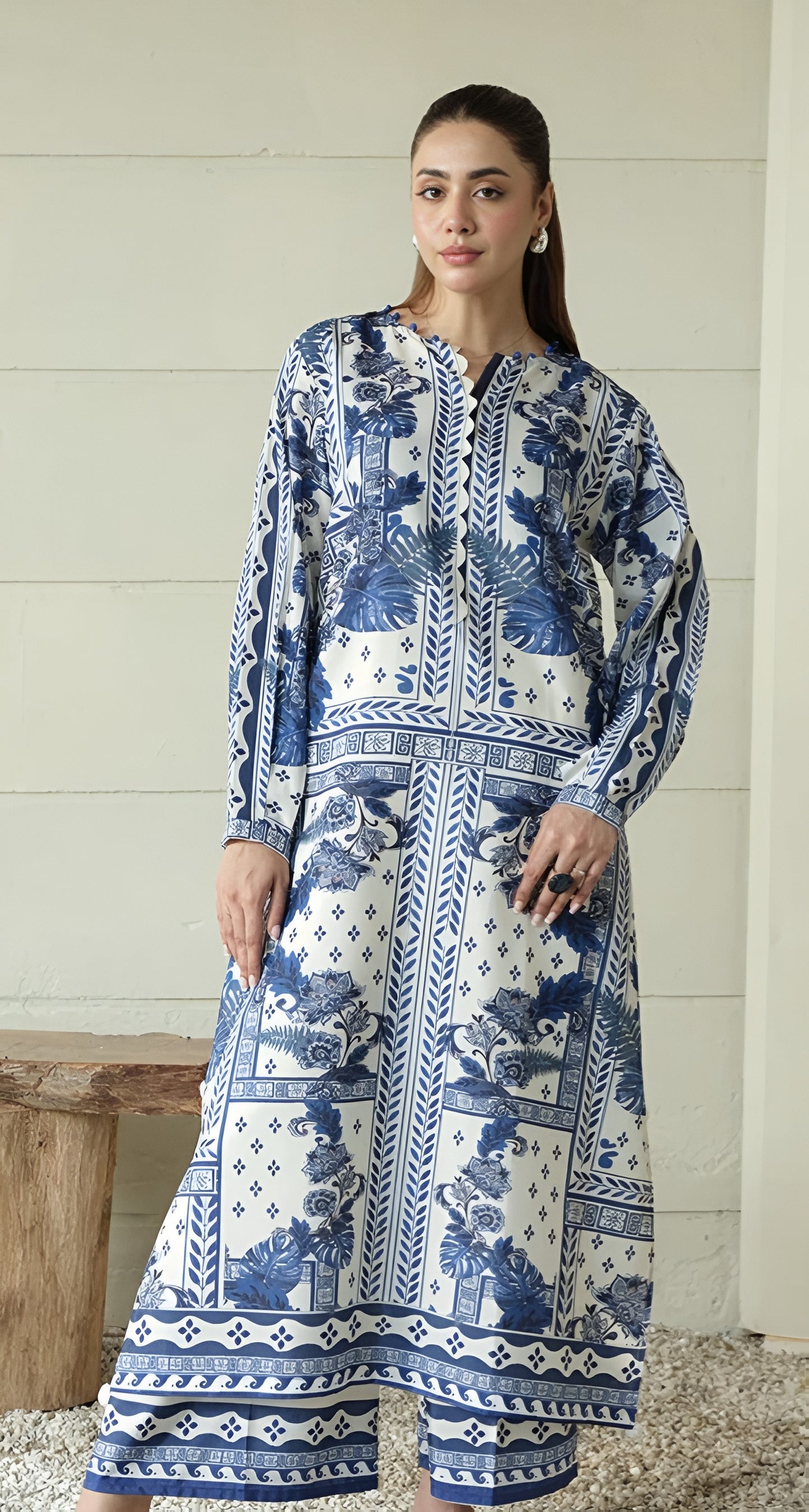 3PC Shamooz Silk Digital Printed Suit – Premium Silk Shirt, Trouser & Dupatta Collection