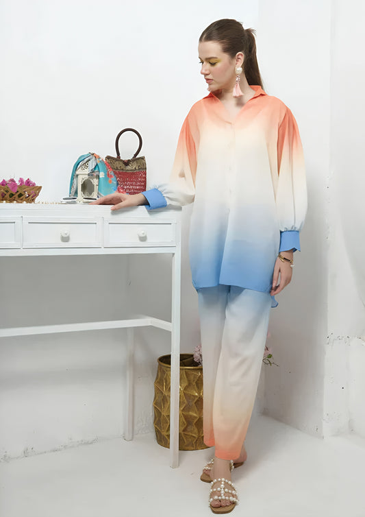 Digital Printed 3PC Shamooz Silk Suit – Luxury Silk Shirt, Trouser & Dupatta for Women