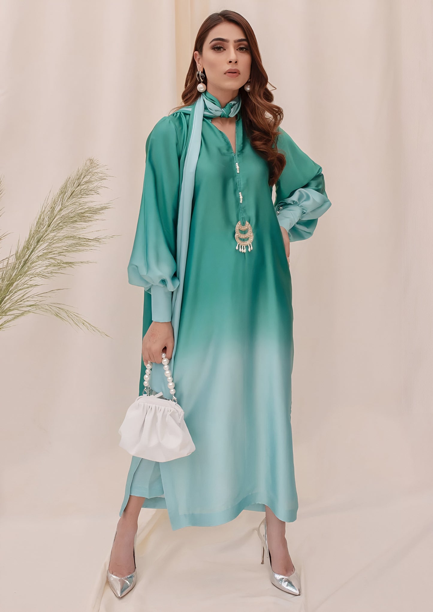 Digital Printed 3PC Shamooz Silk Suit – Luxury Silk Shirt, Trouser & Dupatta Set